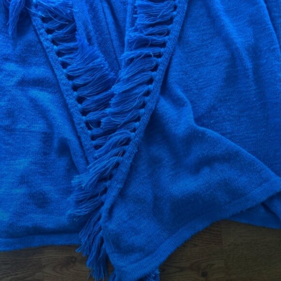 Lilly Pulitzer Lucita Cardigan Sweater Women Knit Open Lapis Blue Tassel Fringe - Picture 4 of 4